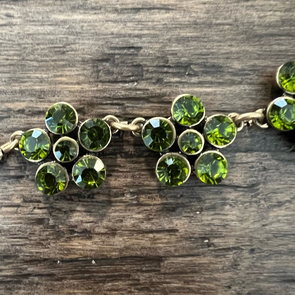 Ann Taylor Lime Green Floral rhinestone statement Necklace - Picture 2 of 3